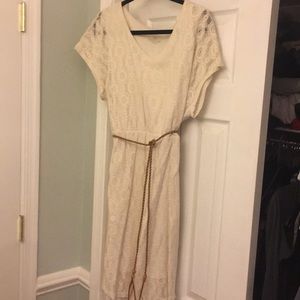 White lace knee length dress